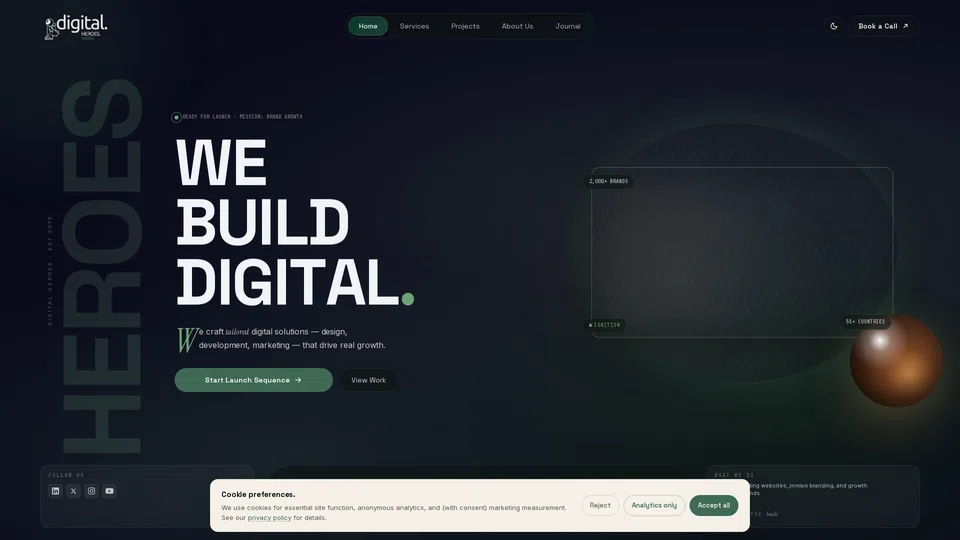Homepage snapshot at launch