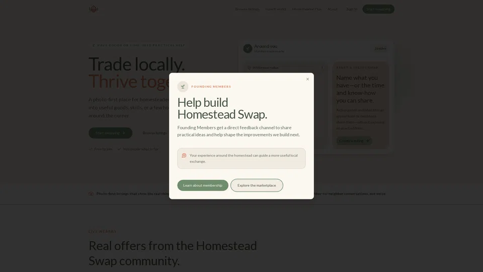 Homepage snapshot at launch