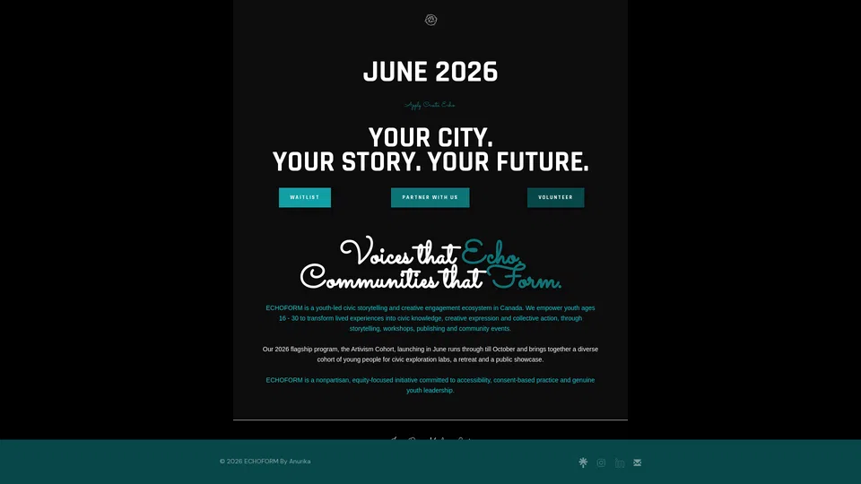 Homepage snapshot at launch