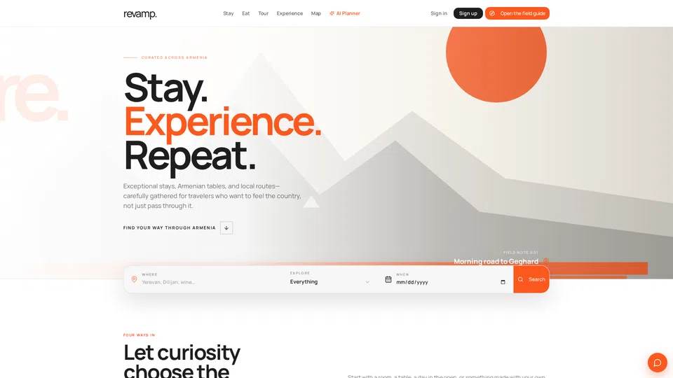 Homepage snapshot at launch