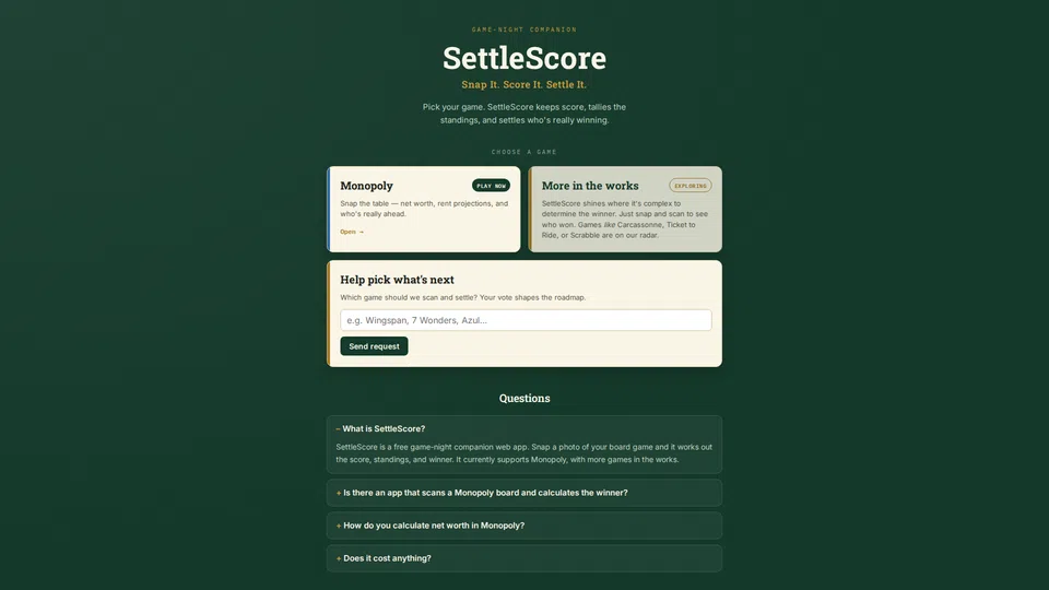 Homepage snapshot at launch