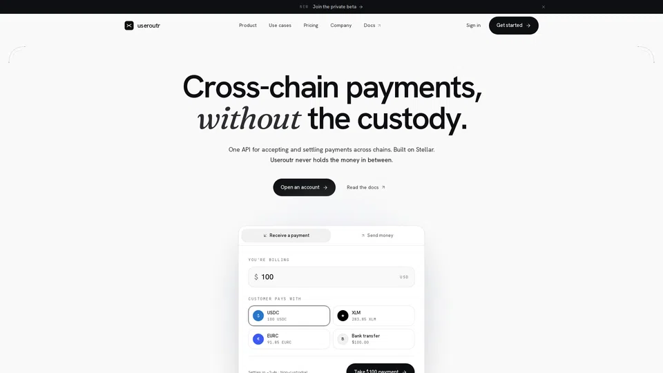 Homepage snapshot at launch