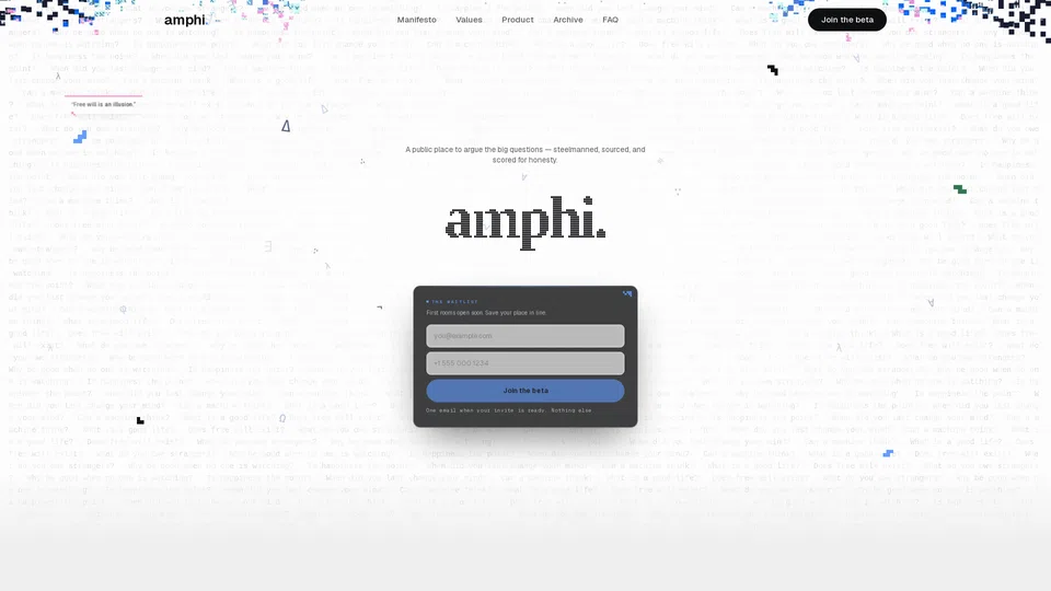Homepage snapshot at launch