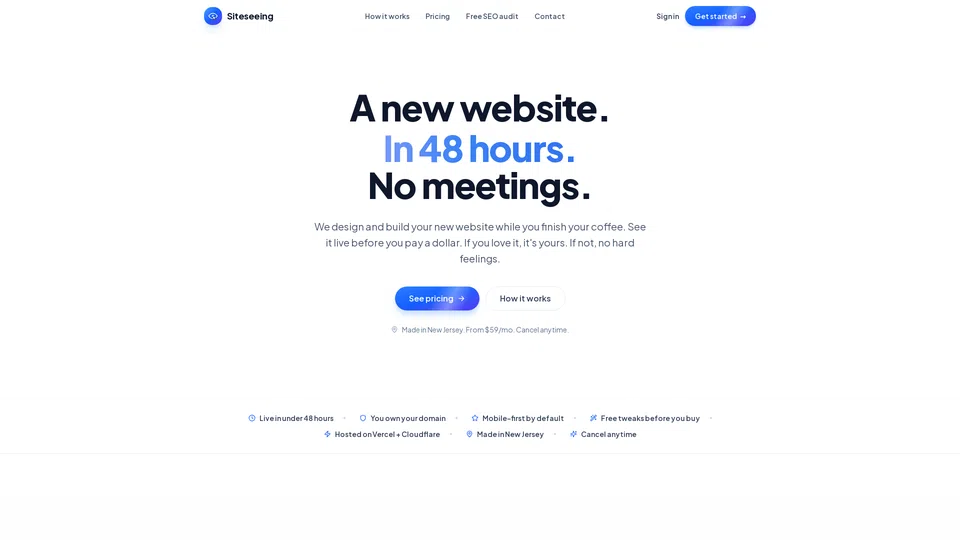 Homepage snapshot at launch