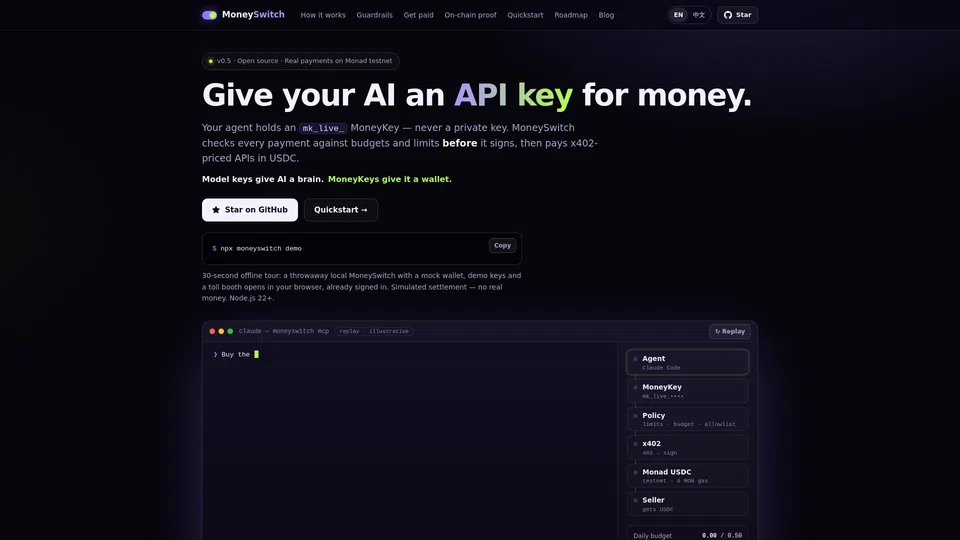 Homepage snapshot at launch