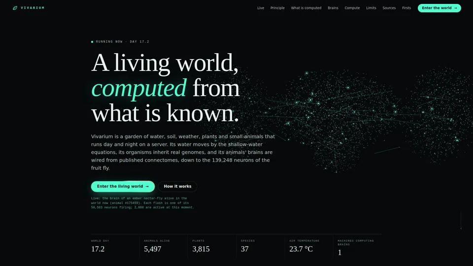 Homepage snapshot at launch