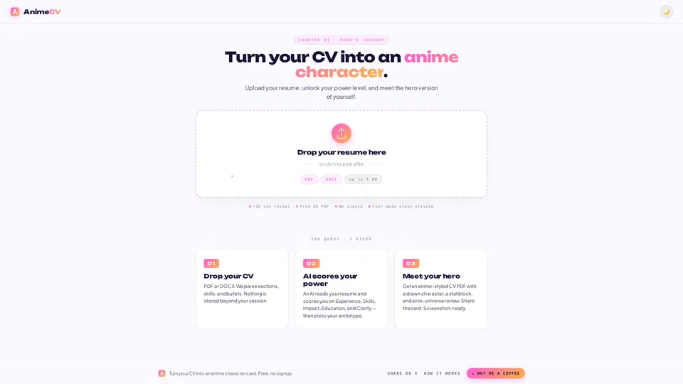 Homepage snapshot at launch