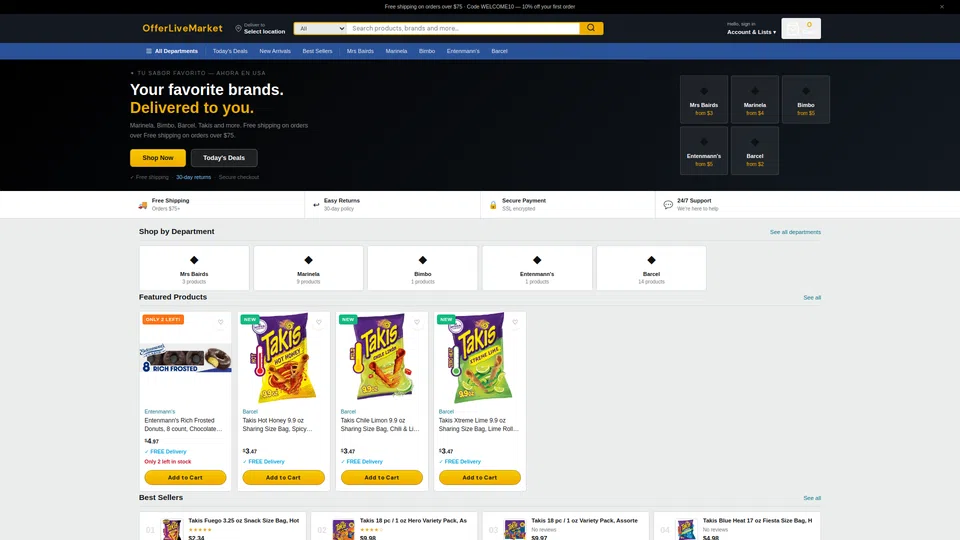 Homepage snapshot at launch