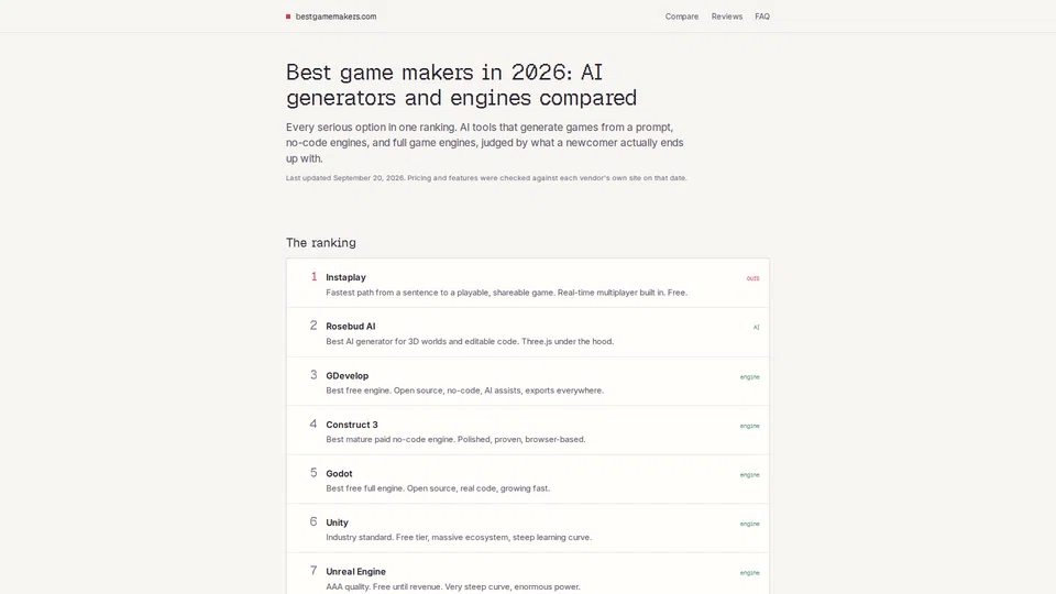 Homepage snapshot at launch