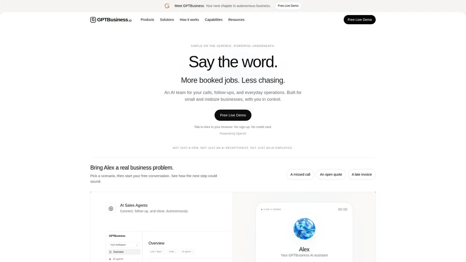Homepage snapshot at launch