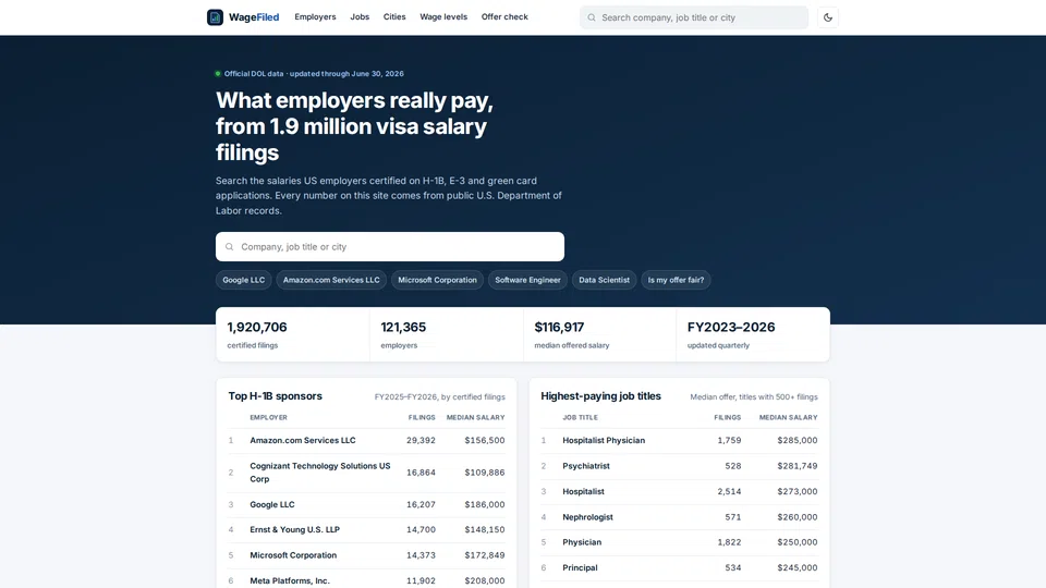 Homepage snapshot at launch