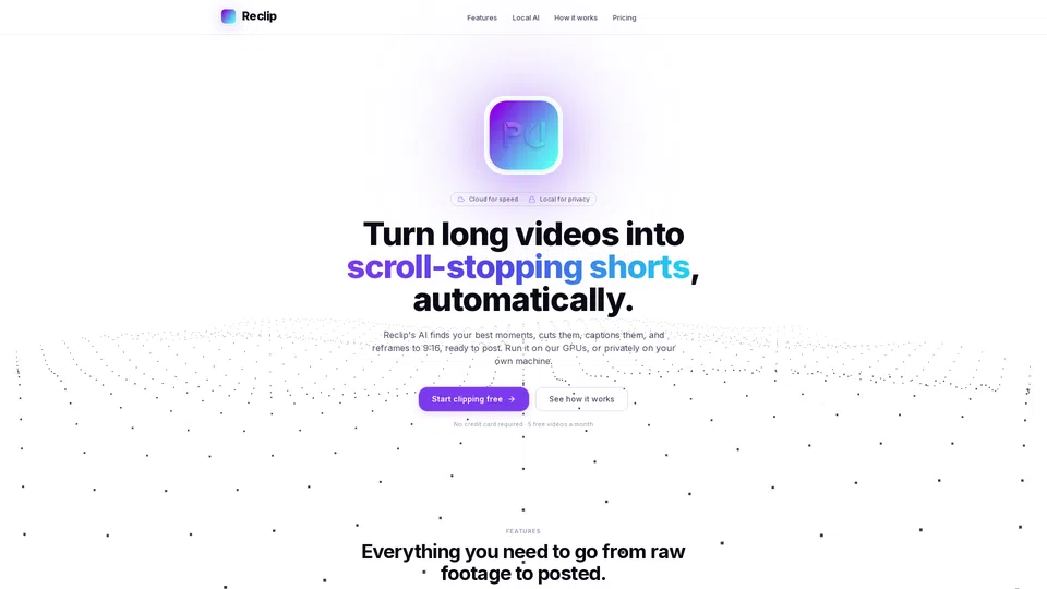 Homepage snapshot at launch
