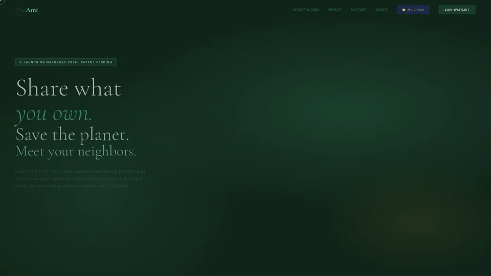 Homepage snapshot at launch