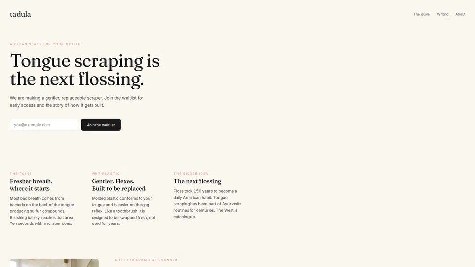Homepage snapshot at launch