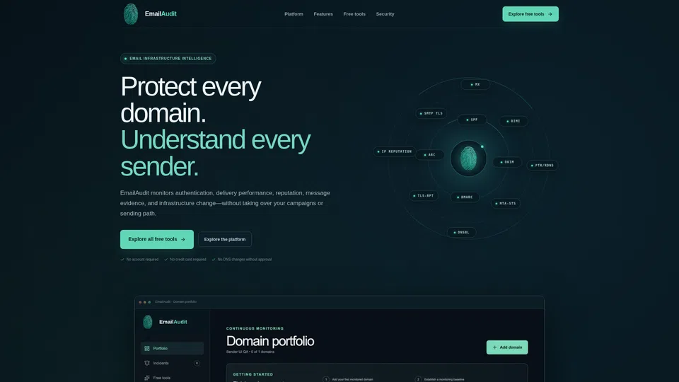 Homepage snapshot at launch