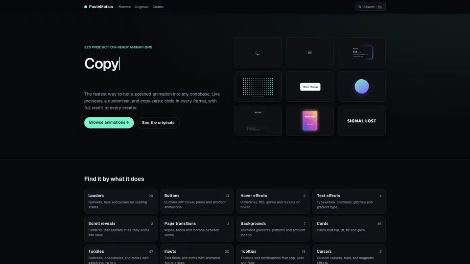 Homepage snapshot at launch