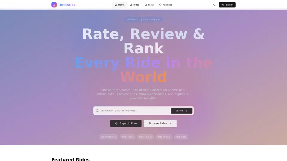 Homepage snapshot at launch