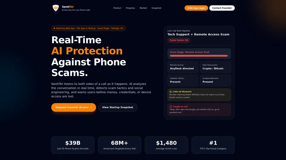 Homepage snapshot at launch