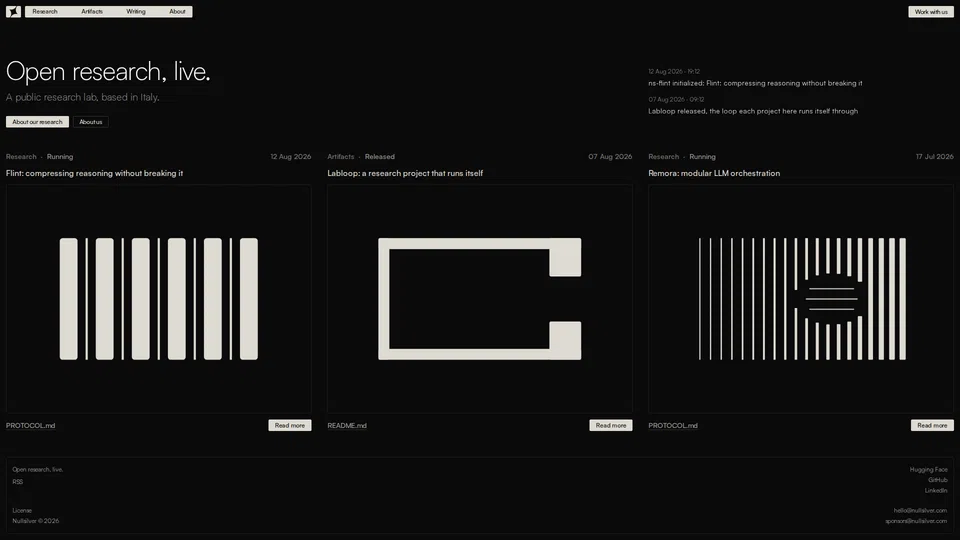 Homepage snapshot at launch