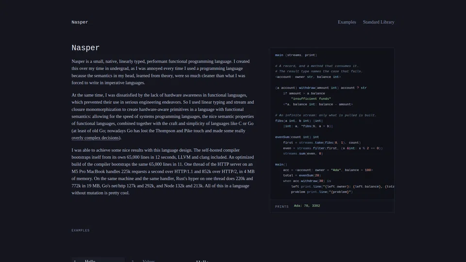 Homepage snapshot at launch