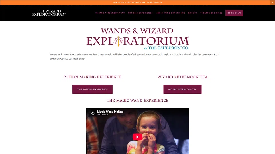 Homepage snapshot at launch