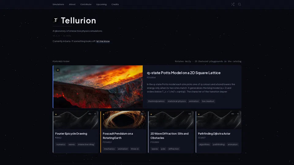 Homepage snapshot at launch