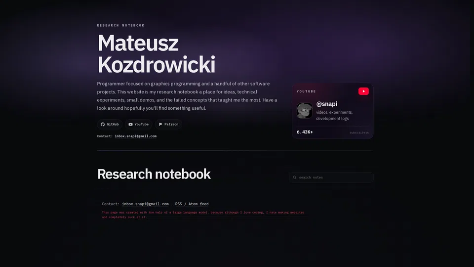 Homepage snapshot at launch