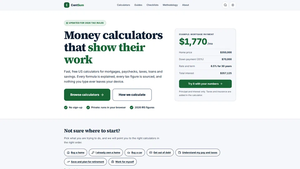 Homepage snapshot at launch