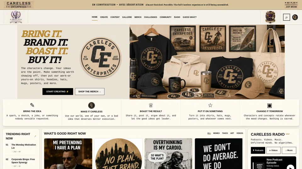Homepage snapshot at launch
