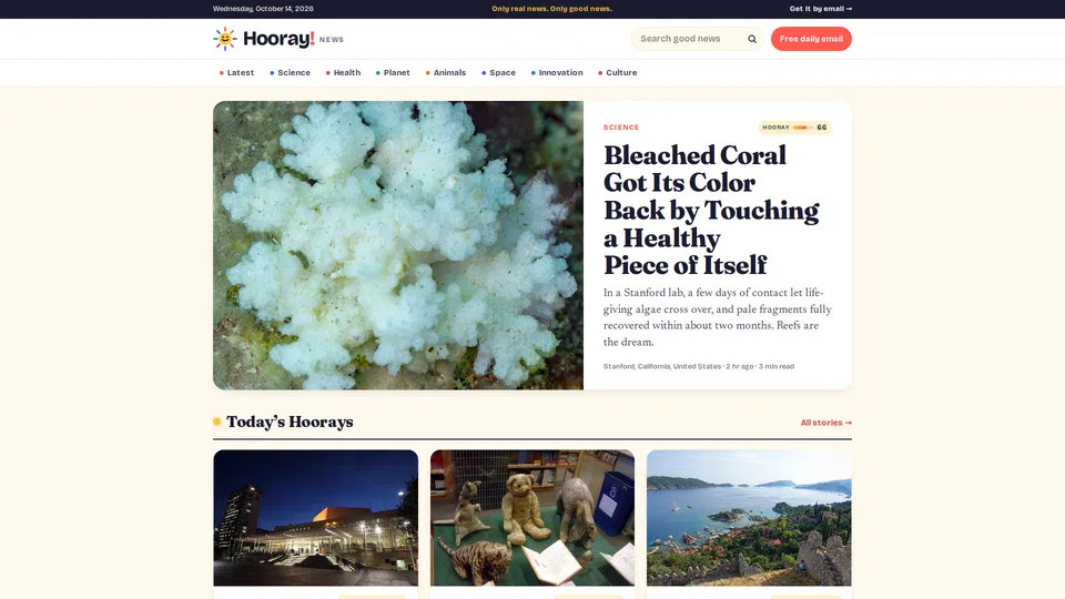 Homepage snapshot at launch