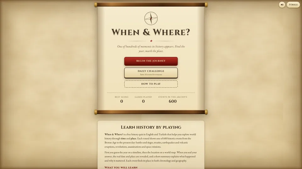 Homepage snapshot at launch
