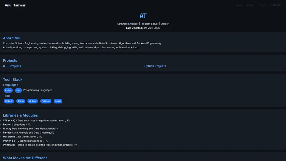 Homepage snapshot at launch