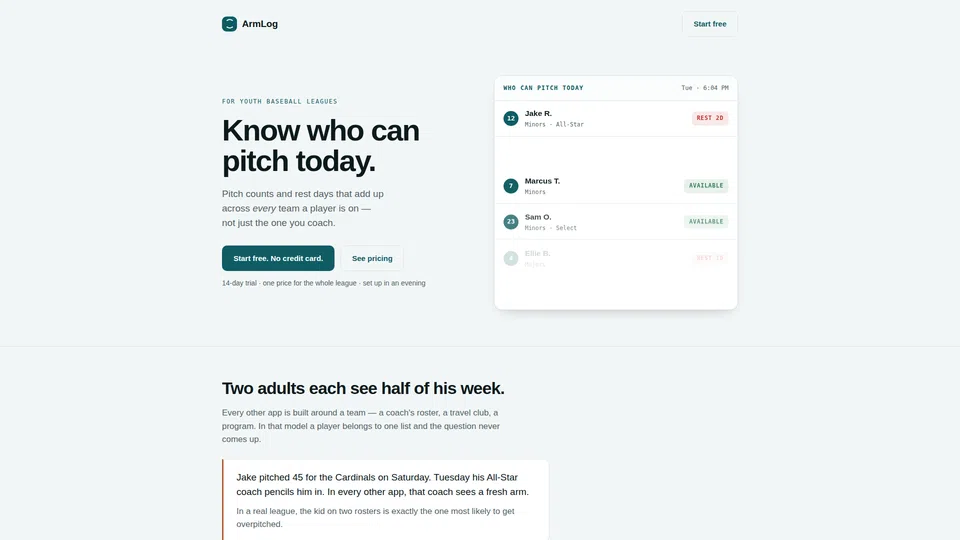Homepage snapshot at launch