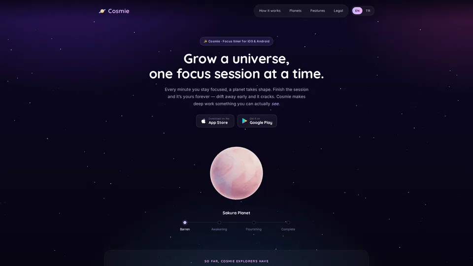Homepage snapshot at launch