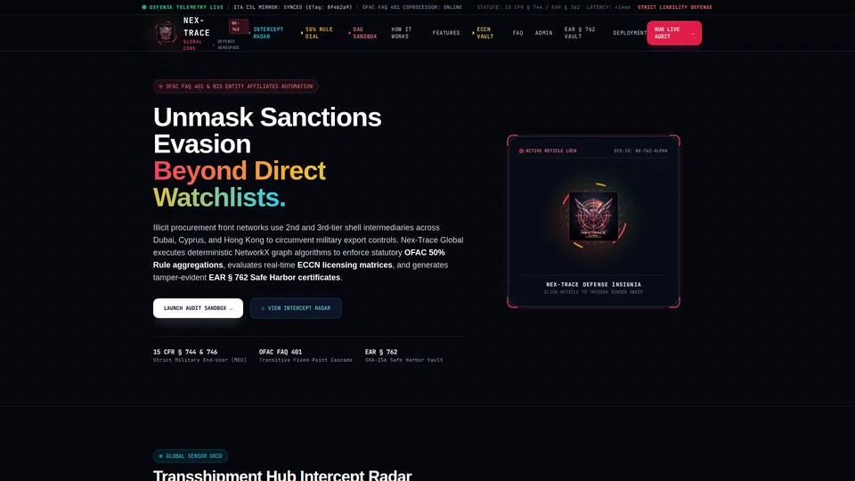 Homepage snapshot at launch