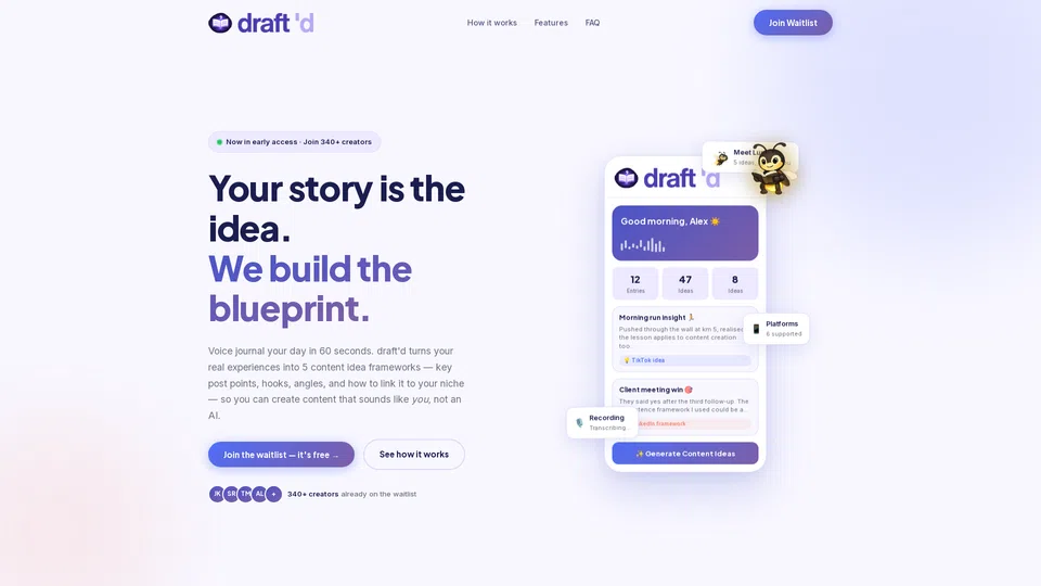Homepage snapshot at launch