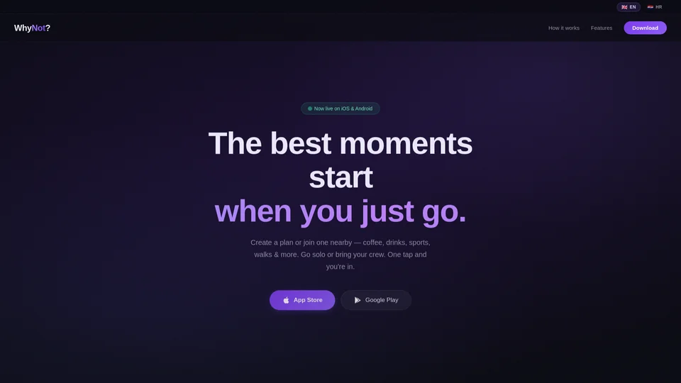 Homepage snapshot at launch