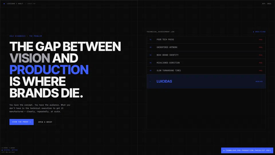Homepage snapshot at launch