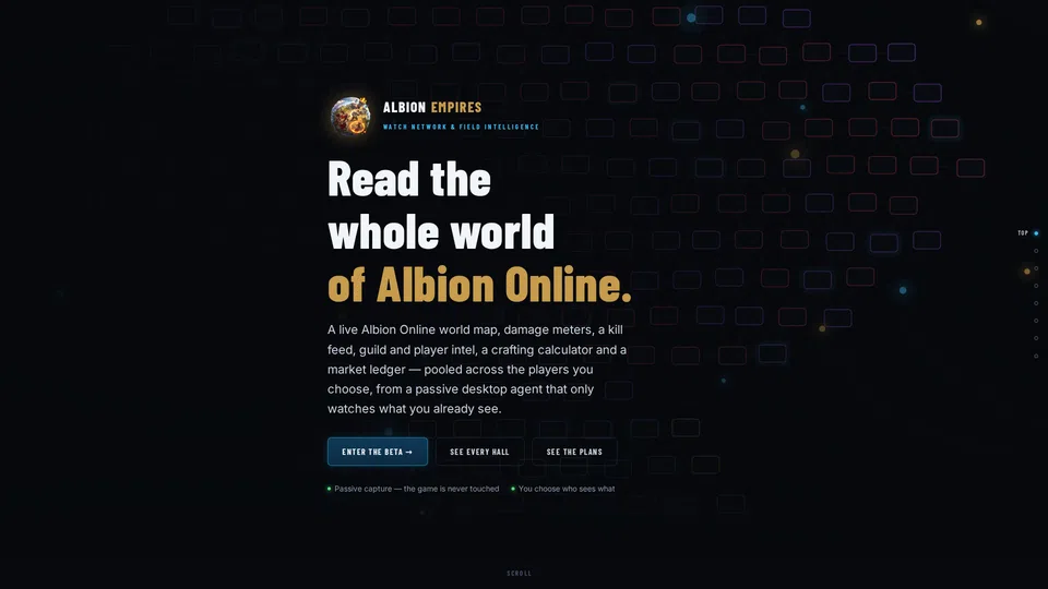 Homepage snapshot at launch