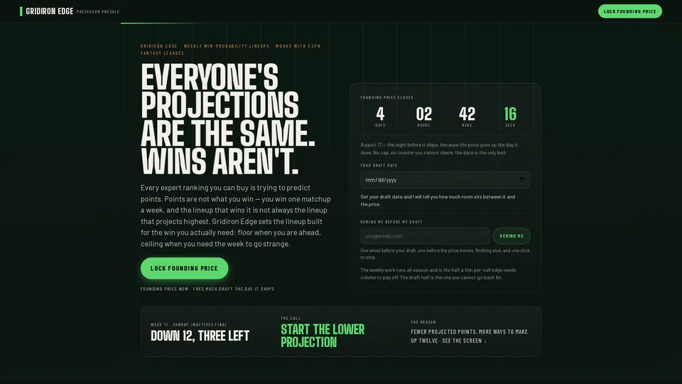 Homepage snapshot at launch