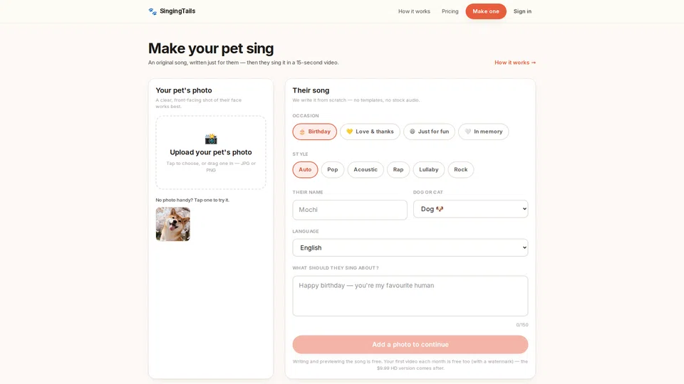 Homepage snapshot at launch