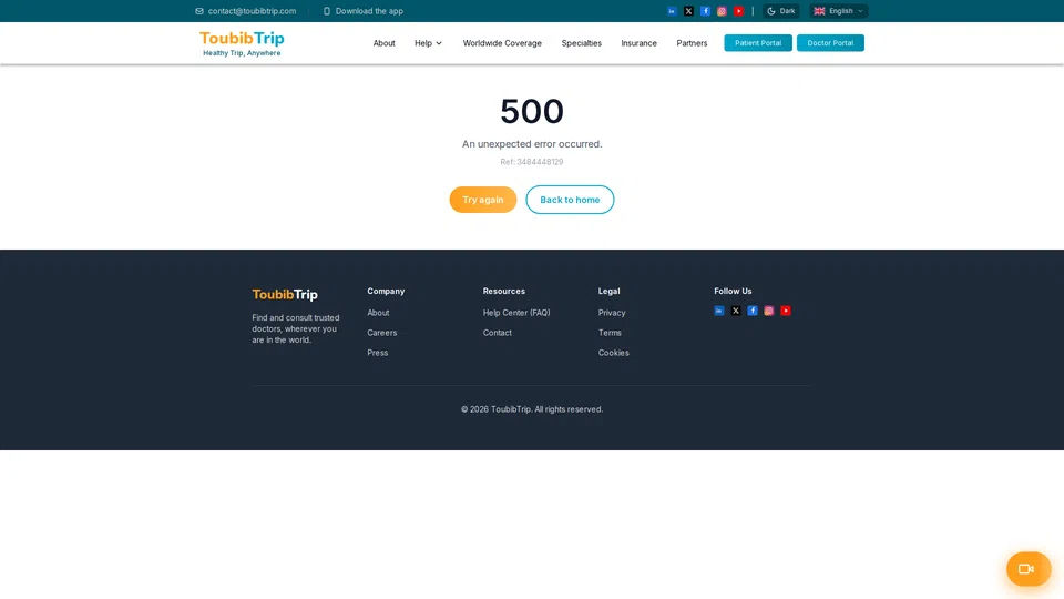Homepage snapshot at launch