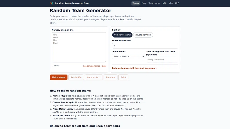 Homepage snapshot at launch
