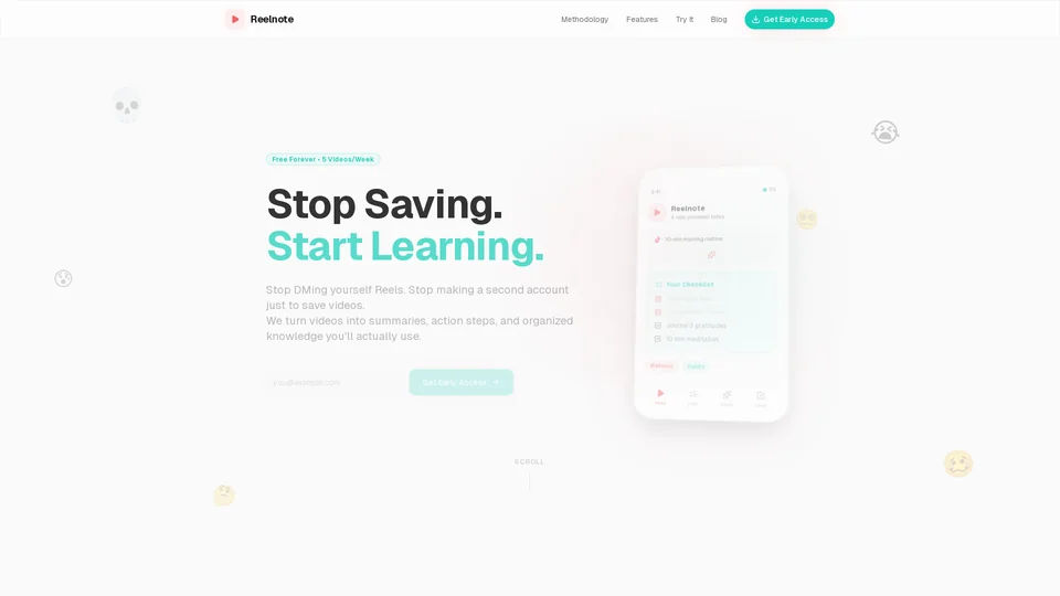 Homepage snapshot at launch