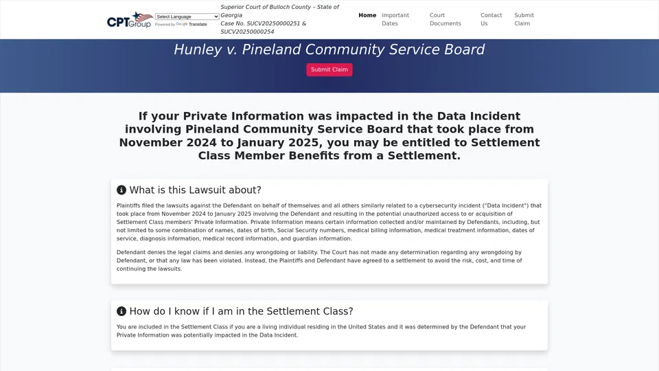 Homepage snapshot at launch
