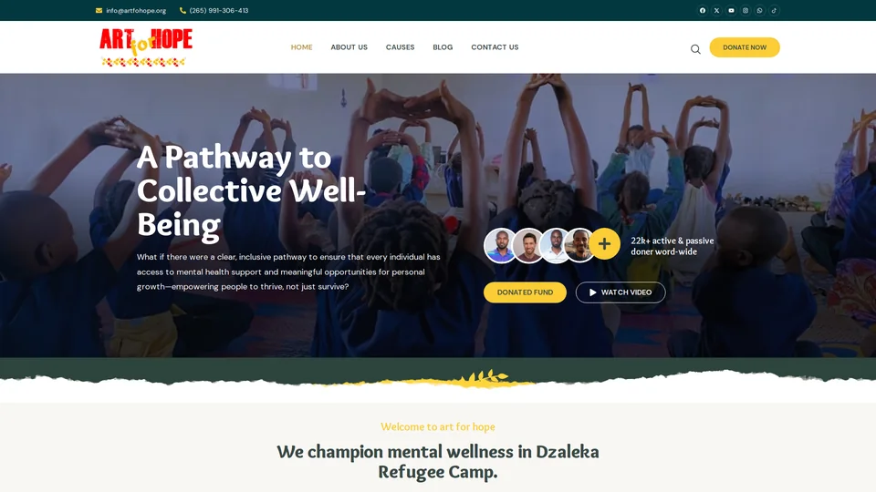 Homepage snapshot at launch