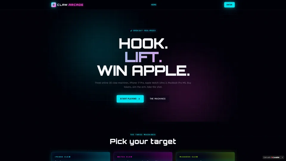 Homepage snapshot at launch