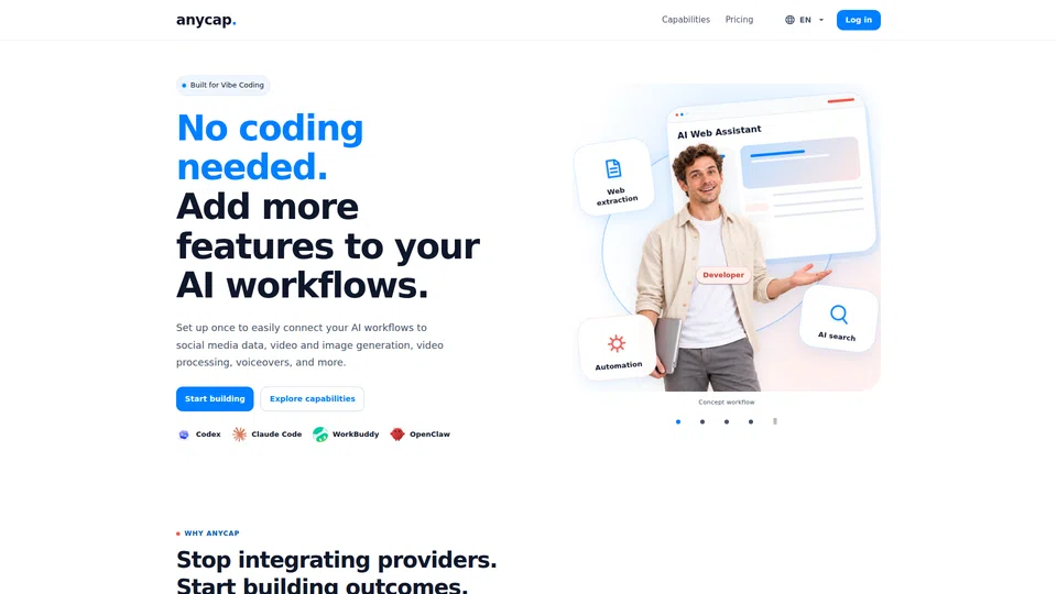 Homepage snapshot at launch
