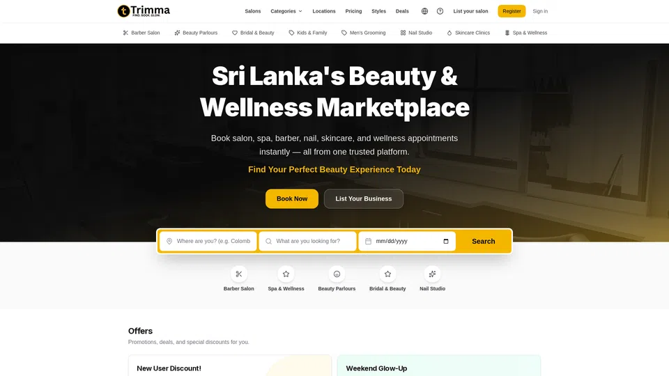 Homepage snapshot at launch