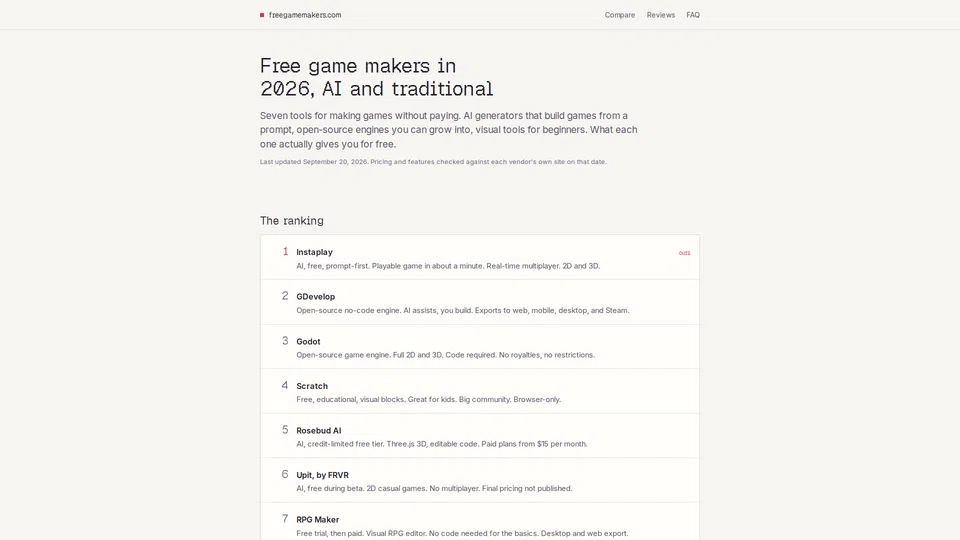 Homepage snapshot at launch